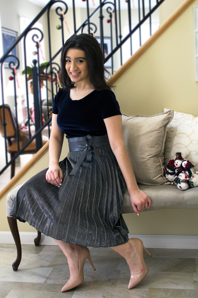 Holiday Style: The Silver Pleated Metallic Skirt