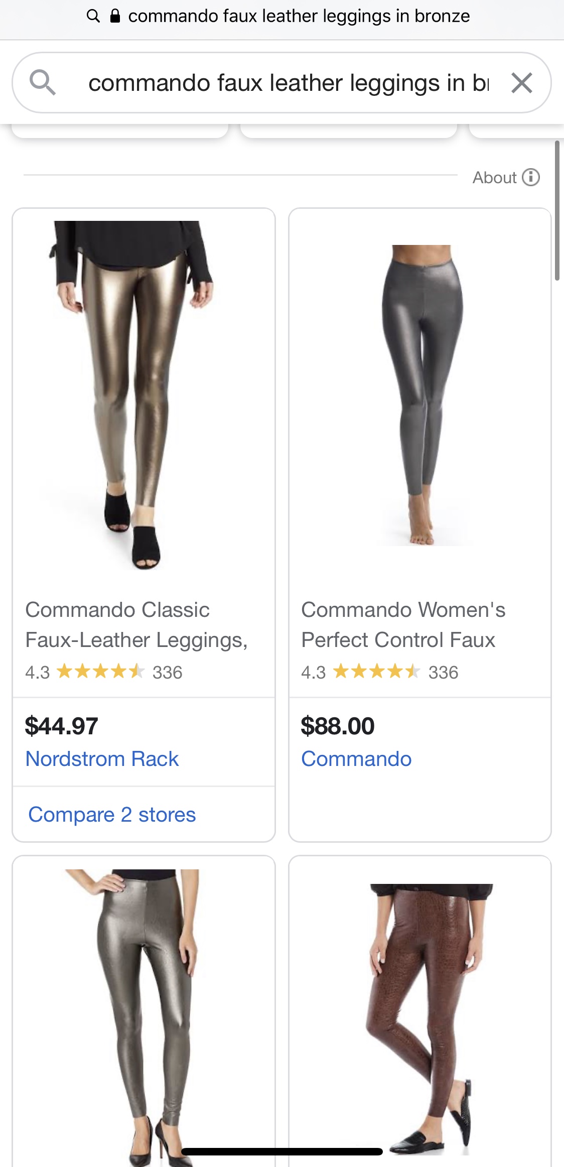 Commando Perfect Control Faux Leather Legging in Bronze